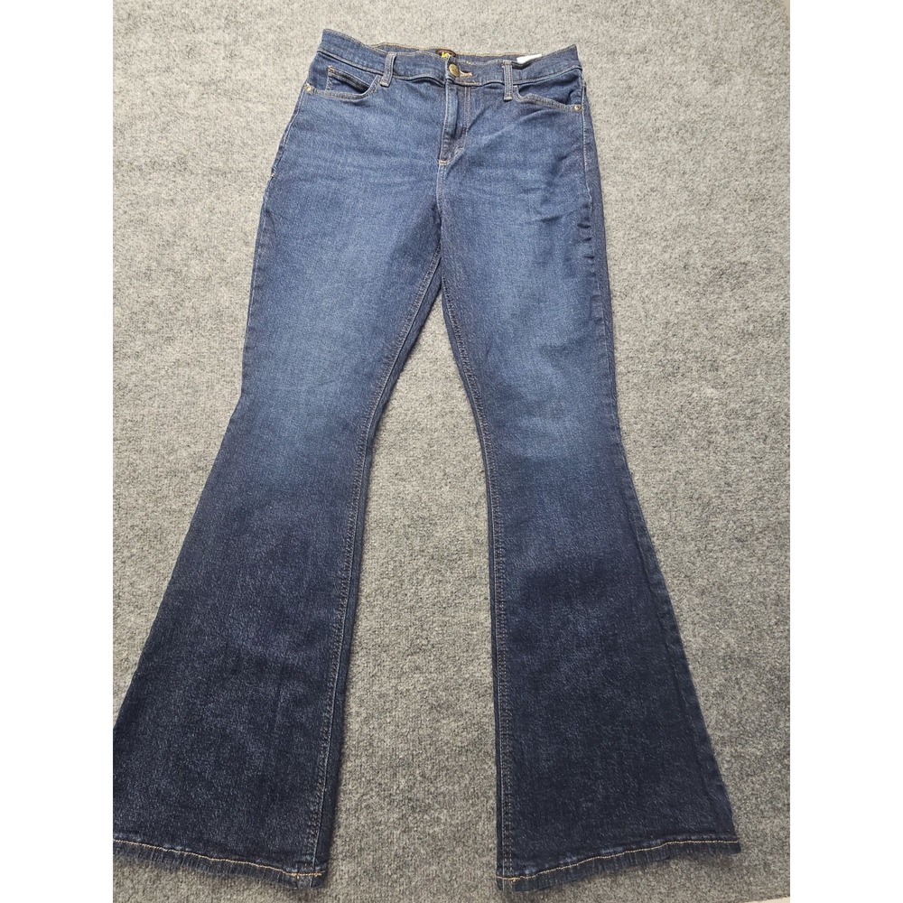 Lee High Rise Flare Leg Jeans Womens "32x34"  Stretch Denim Bell Bottoms Retro